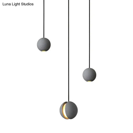 Mini Cement Pendant Light Grey Led Hanging Lamp For Bedroom - Simple & Novelty Design