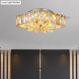 Mini Led Flush Light With Square & Flower Design – Simple Amber Or Smoke Grey Crystal Ceiling