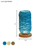 Mini Nightstand Lamp - Roped Oblong Design In Macaron Beige/Blue/Brown With Usb Charging Led Light