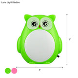 Mini Owl Night Light For Kids Room - Cartoon Plug-In Led Wall Lighting In Red/Green