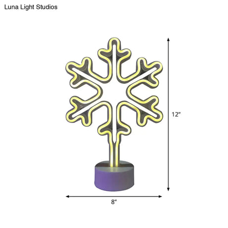 Mini Snowflake Led Nightstand Lamp - Modern Style White Battery-Powered