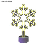 Mini Snowflake Led Nightstand Lamp - Modern Style White Battery-Powered