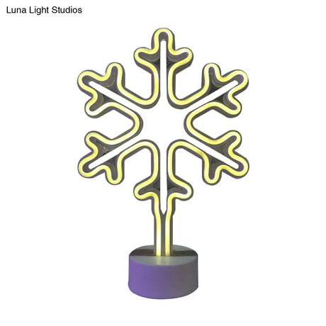 Mini Snowflake Led Nightstand Lamp - Modern Style White Battery-Powered