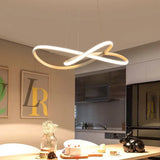 Minimal Acrylic Led Chandelier - Curved Dining Table Suspension Lamp In Black/White/Gold 19.5/23.5