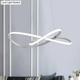 Minimal Acrylic Led Chandelier - Curved Dining Table Suspension Lamp In Black/White/Gold 19.5/23.5
