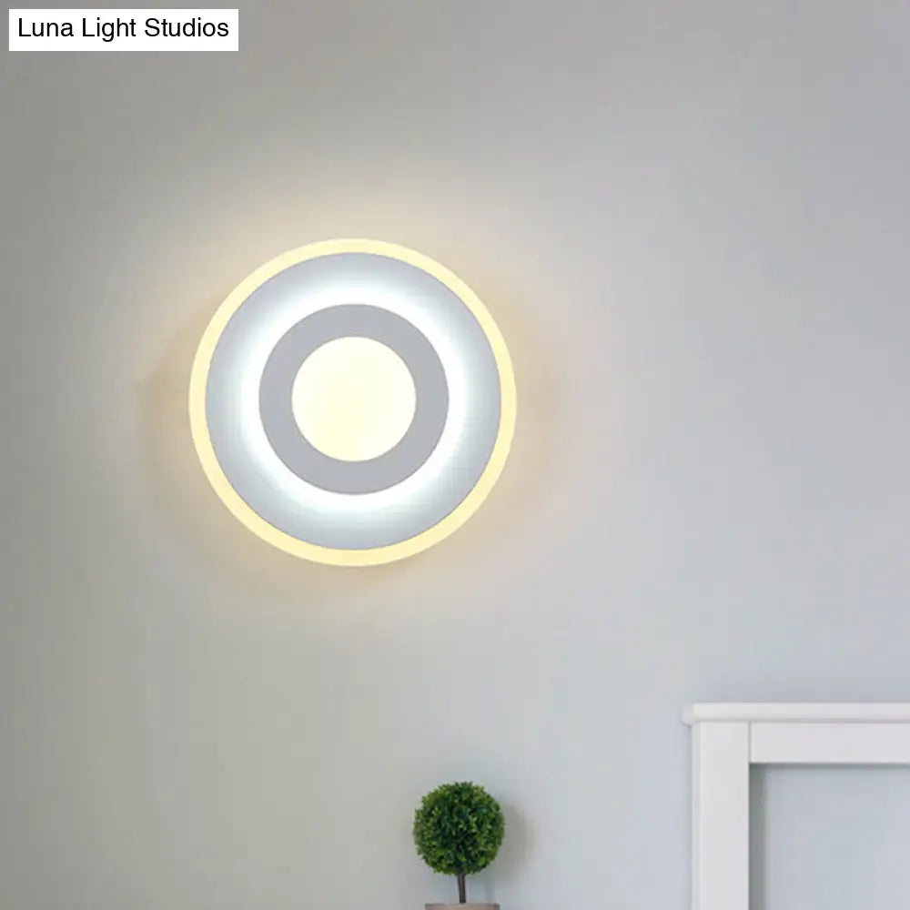Minimal Acrylic Led Wall Sconce Light - Round/Square Energy-Saving White/Warm Lighting
