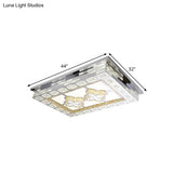 Minimal Amber Crystal Led Chrome Flush Ceiling Lamp - Rectangle Shape With Optional Patterns