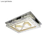 Minimal Amber Crystal Led Chrome Flush Ceiling Lamp - Rectangle Shape With Optional Patterns