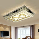Minimal Amber Crystal Led Chrome Flush Ceiling Lamp - Rectangle Shape With Optional Patterns / C