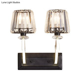 Minimal Black Crystal Wall Lamp With Cone Shade And Mount For Bedroom