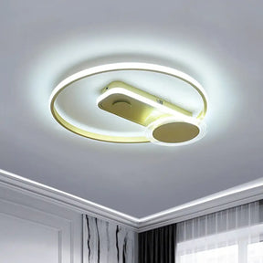 Minimal Black/Gold Metallic Hoop Led Flush Mount Light 16’/19.5’ Wide Gold / 16’