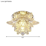 Minimal Flower Crystal Led Ceiling Mount Light In Warm/White