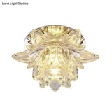 Minimal Flower Crystal Led Ceiling Mount Light In Warm/White