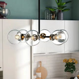 Minimal Gold & Black Bubble Chandelier - 6 Light Glass Pendant Lighting Gold-Black / Clear