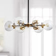 Minimal Gold & Black Bubble Chandelier - 6 Light Glass Pendant Lighting Gold-Black / Smoke Grey