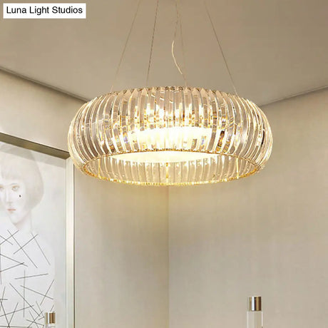 Minimal Gold Globe Chandelier With 6 Crystal Lights - Living Room Pendant Fixture
