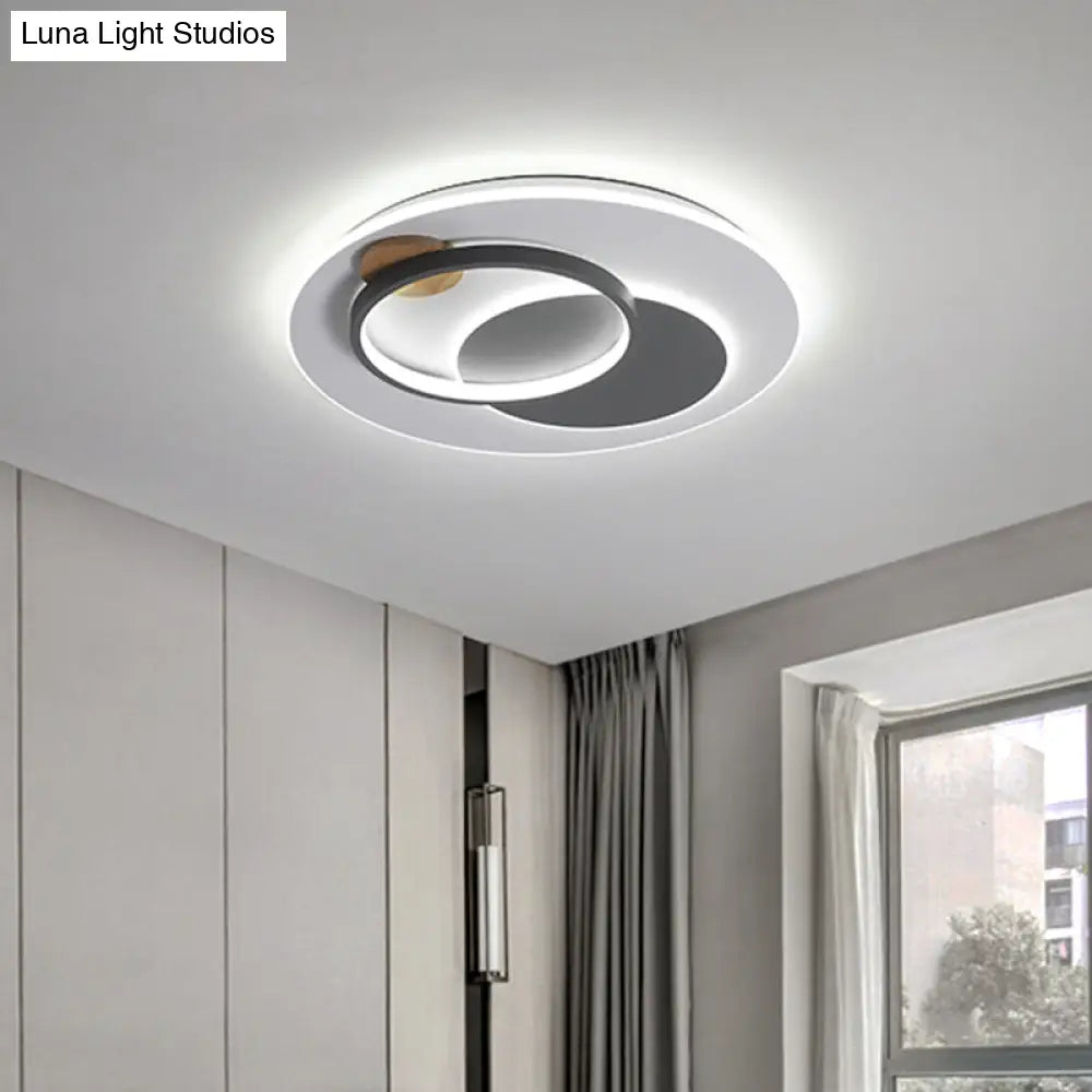Minimal Intersected Circle Ceiling Light Iron Bedroom Led Flushmount Lighting (16.5’/20.5’) -