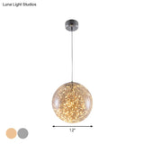 Minimal Led Glass Ball Pendant Light Kit With Glowing Inside String