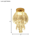 Minimal Led Teardrop Crystal Flush Mount Hallway Light With Globe Shade