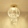 Minimal Led Teardrop Crystal Flush Mount Hallway Light With Globe Shade Clear