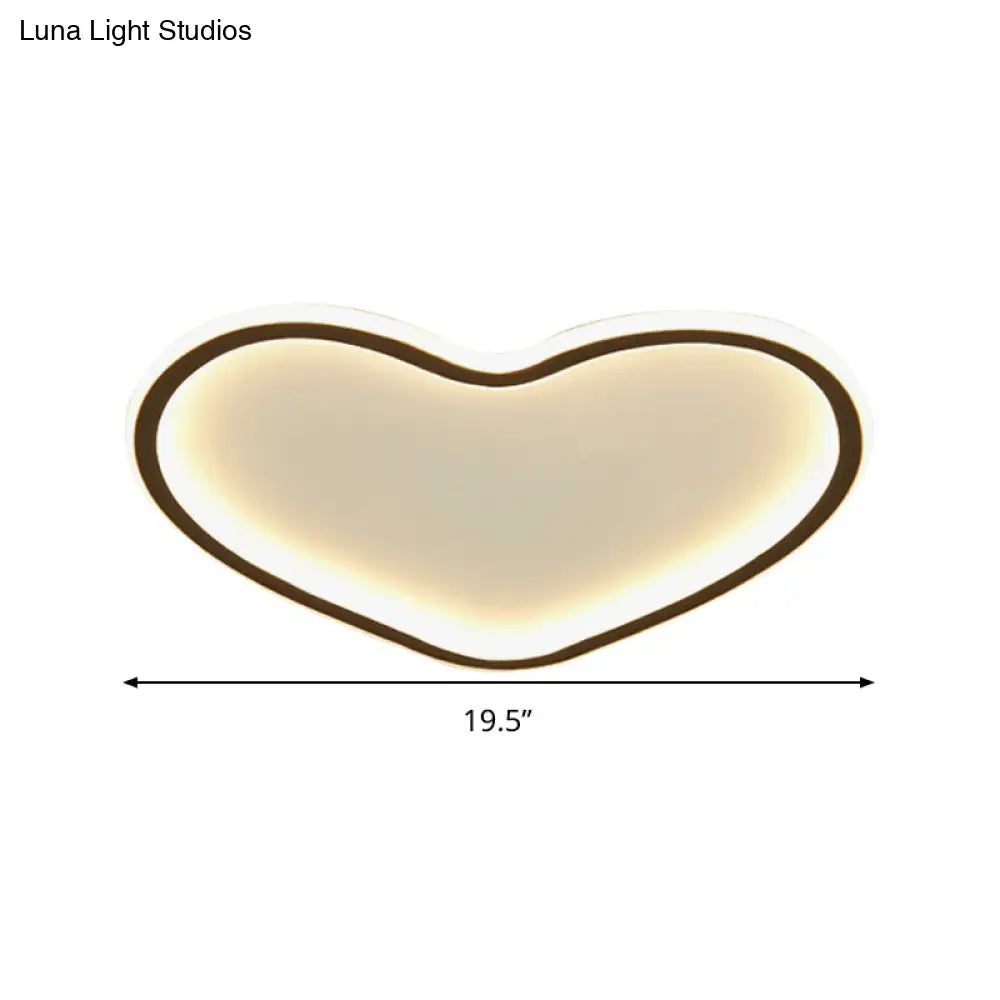Minimal Love Shape Ceiling Flush Mount Light - Black Led Bedroom Flushmount In Warm/White With 3