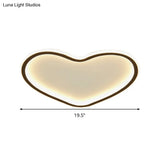 Minimal Love Shape Ceiling Flush Mount Light - Black Led Bedroom Flushmount In Warm/White With 3