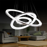 Minimal Silver Circle Led Pendant Chandelier - 3 Lights Acrylic Small/Large Warm/White Light