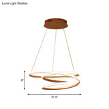 Minimal Twisting Pendant Light Acrylic Led Chandelier In Gold - 18’/23.5’/31.5’ W Warm/White