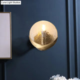 Minimalist 1-Head Gold Crackle Glass Wall Lamp For Bedroom
