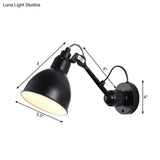 Minimalist 1-Head Wall Lamp With Metal Shade - Black/White Sconce Lighting For Living Room