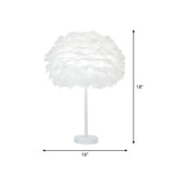 Minimalist 1-Head White Oval Table Lamp - Layered Feather Night Light 12/16 Width