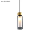 Minimalist 1-Light Brass Pendant Lamp With Clear And White Inner Glass Shade