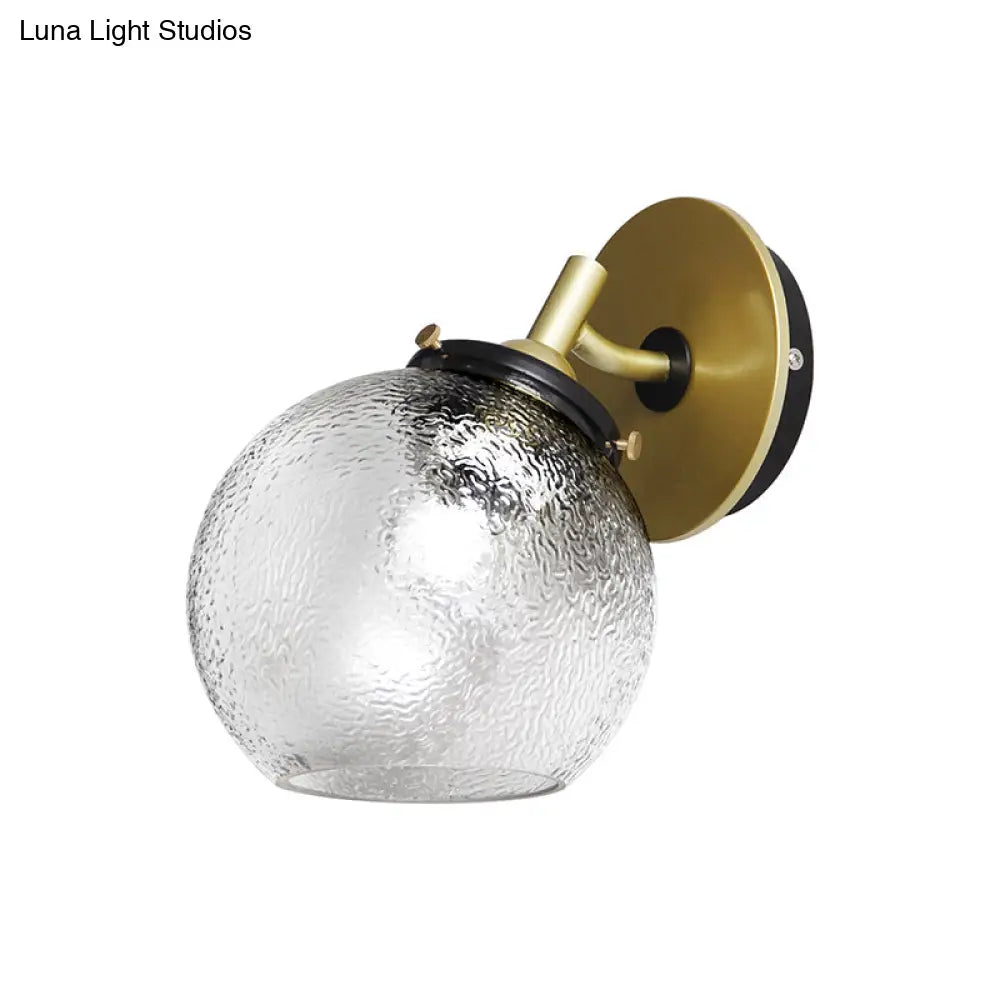Minimalist 1-Light Gold Wall Sconce: Exposed Ball Design For Living Room Water Glass Feature