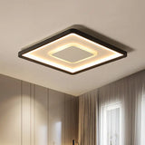 Minimalist 2-Layer Black Acrylic Flush Light Fixture - 16/19.5 Inch Square Led Ceiling Mount Lamp In