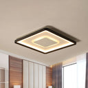 Minimalist 2 - Layer Black Acrylic Flush Light Fixture - 16/19.5 Inch Square Led Ceiling Mount Lamp