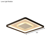 Minimalist 2 - Layer Black Acrylic Flush Light Fixture - 16/19.5 Inch Square Led Ceiling Mount Lamp