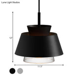 Minimalist 2-Tier Iron Hanging Pendant Light With Transparent Glass Shade - Black/White Ceiling Lamp