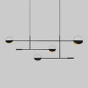 Minimalist 3-Arm Pendant Light With 4 Bulbs For Dining Room Island Black