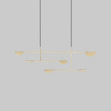 Minimalist 3-Arm Pendant Light With 4 Bulbs For Dining Room Island Gold