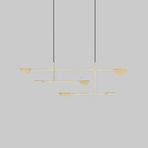 Minimalist 3-Arm Pendant Light With 4 Bulbs For Dining Room Island Gold