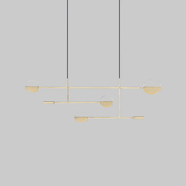 Minimalist 3-Arm Pendant Light With 4 Bulbs For Dining Room Island Gold