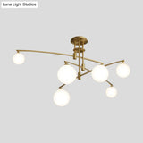 Minimalist 3-Layer Bedroom Chandelier - Metallic 6/9-Light Hanging Lamp In Black/Gold With White