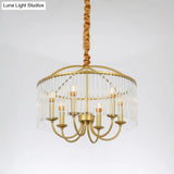 Minimalist 6-Head Clear Crystal Chandelier With Elegant Candlestick Design - Ceiling Suspension Lamp