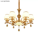 Minimalist 6-Head Gold Cone Ceiling Chandelier – Bedroom Crystal Hanging Lamp