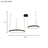 Minimalist Acrylic Chandelier Light - Black Circular Pendant Fixture (1/2/3 Lights) In White/Warm
