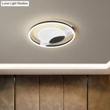 Minimalist Acrylic Circle Flush Mount Lamp In Black/Gold With Led 16/19.5 Inch Wide Wave Pattern