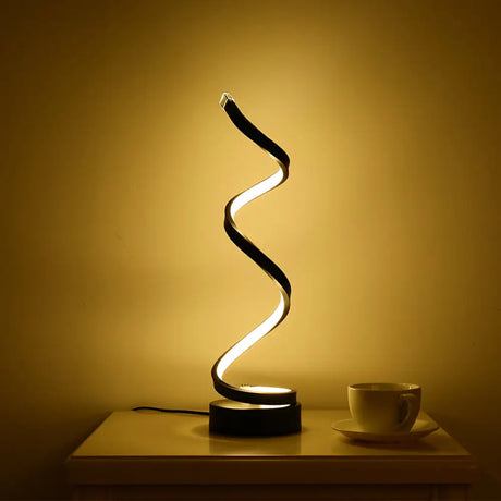 Minimalist Acrylic Curve Night Light Led Table Lamp For Living Room Black / 3 Color Linear
