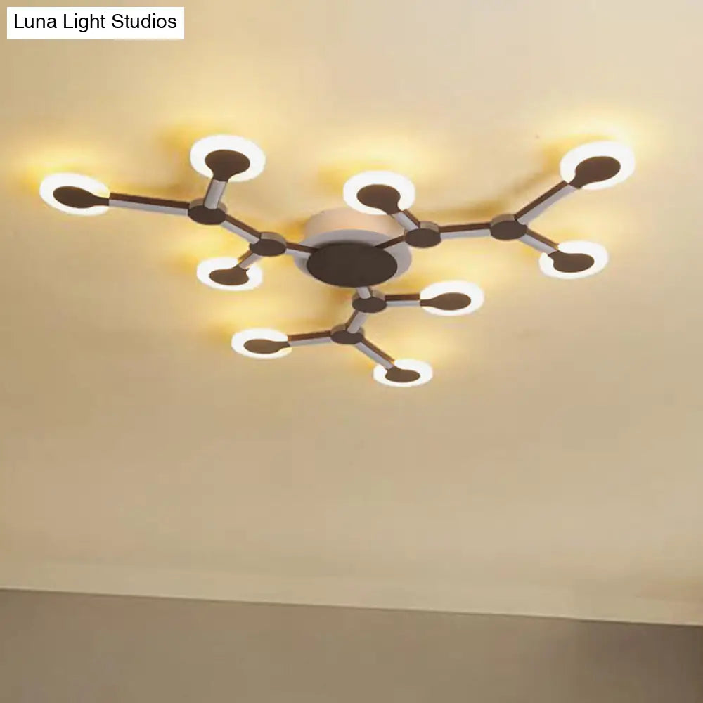 Minimalist Acrylic Flushmount Starburst Ceiling Light Fixture In Warm/White - 33.5’/39’ Wide