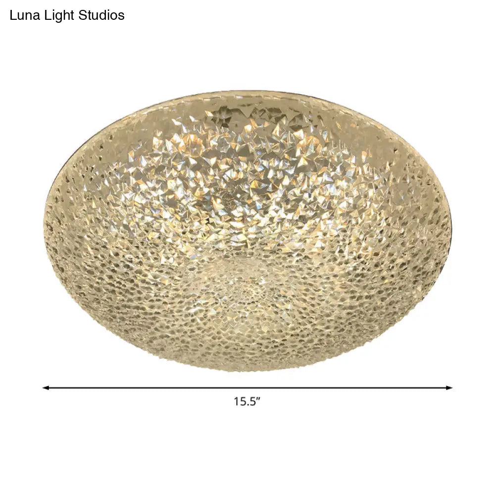 Minimalist Acrylic Led Ceiling Light: Bowl Flush Mount Lamp In White/Warm/Natural Light For Bedroom