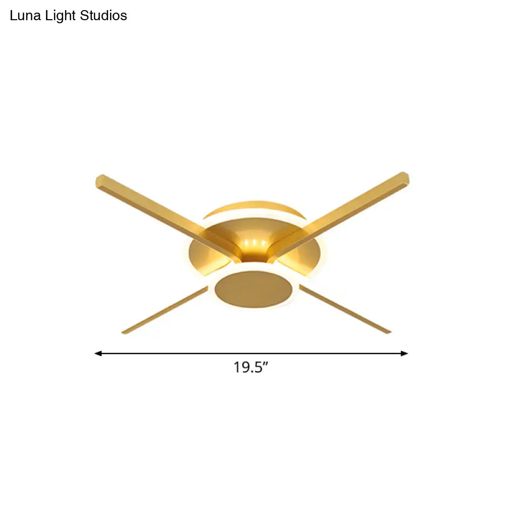 Minimalist Acrylic Led Ceiling Mount Light - Gold 19.5’/24.5’ Wide Bedroom Flush Fixture Warm/White